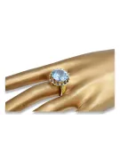 Aquamarine 8-кактовое желтое золото Кольцо Винтаж vrc035x-aq Art Deco Советский винтажный стиль украшений Ар-деко